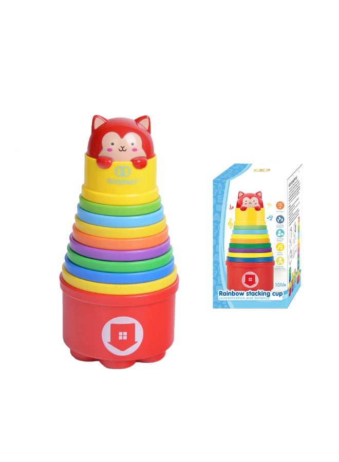 COGNIKIDS 10pcs Colorful Stacking Cups Toy – Early Learning Educational Nesting Blocks with Light & Sound – Bath, Beach & Sorting Play – BPA-Free for Toddlers 10M+ - Image 2