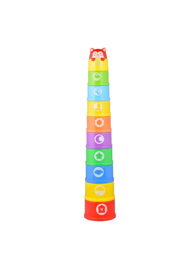 COGNIKIDS 10pcs Colorful Stacking Cups Toy – Early Learning Educational Nesting Blocks with Light & Sound – Bath, Beach & Sorting Play – BPA-Free for Toddlers 10M+ - Image 3