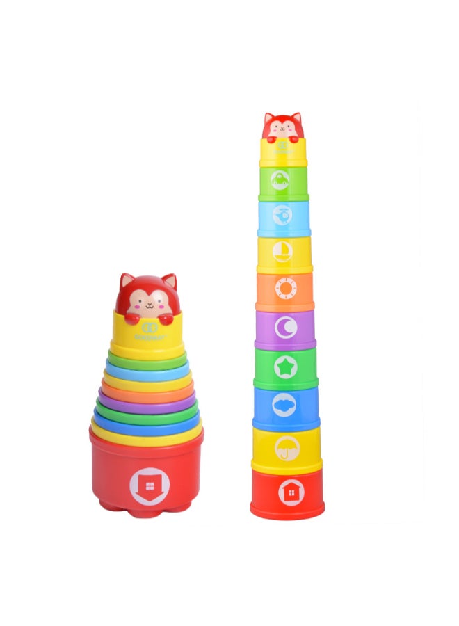 COGNIKIDS 10pcs Colorful Stacking Cups Toy – Early Learning Educational Nesting Blocks with Light & Sound – Bath, Beach & Sorting Play – BPA-Free for Toddlers 10M+ - Image 5