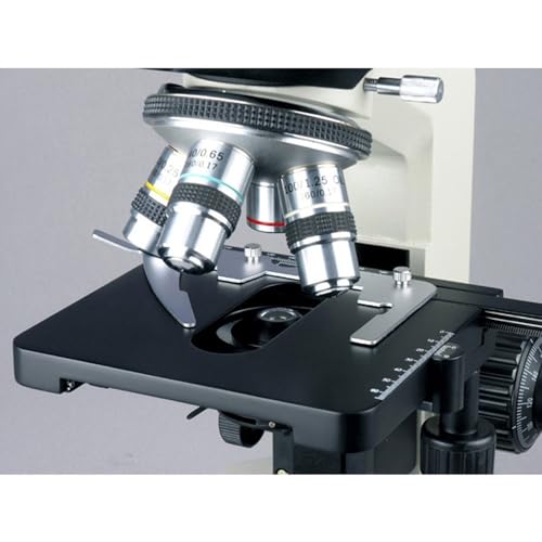 AmScope B490 Compound Binocular Microscope, WF10x Eyepieces, 40X-1000X Magnification, Brightfield, Halogen Illumination, Abbe Condenser, Double-Layer Mechanical Stage, Sliding Head, High-Resolution Optics, Anti-Mold - Image 4