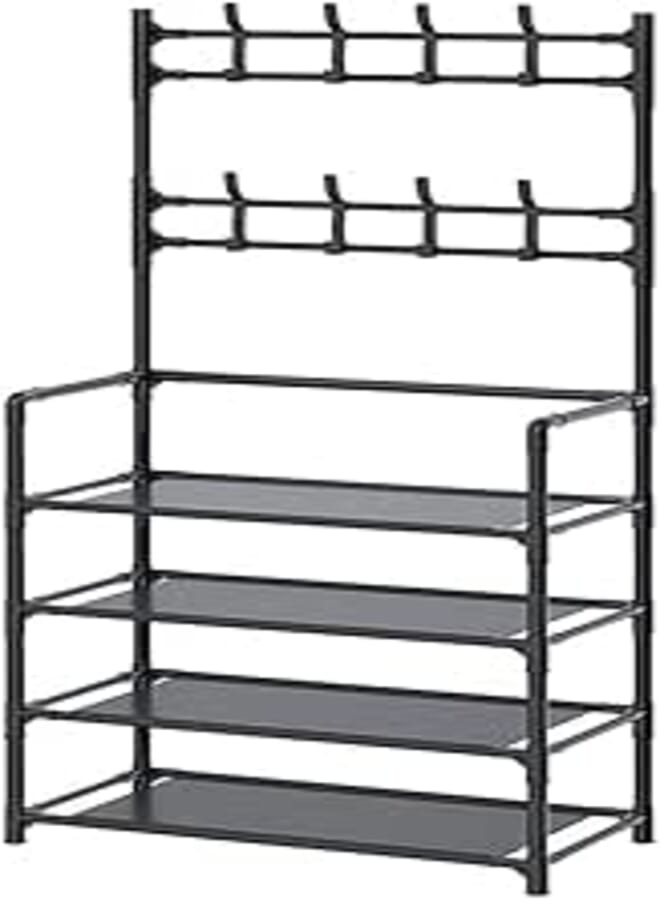 Upspirit Coat Rack Shoe rack 3 in 1 Designed of Metal Storage Rack with Bag,Coat Hat Umbrella Shoe Rack Fits Your Hallway,entryway Shelf for Storage Shoes black 80cm