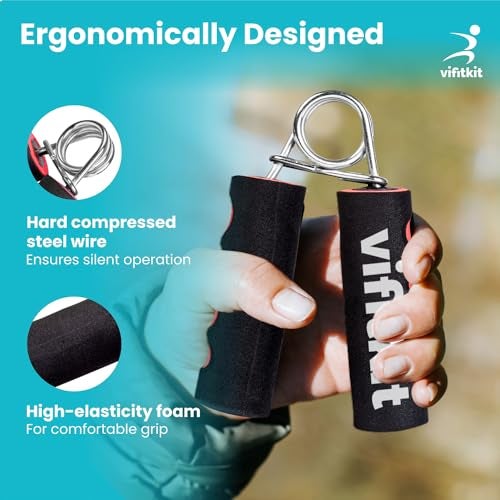 Vifitkit VFK by Xtrim Hand Grip Strengthener with Foam Handle, V-Shape Hand Gripper for Men, Hand Gripper for Women, Finger Gripper for Gym Workout, Hand Exercise Equipment (Black) - Image 5