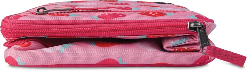 Pac-Kit Freezable Classic Lunch Box, Sweet Strawberry, Built with ECOFREEZE Technology, Collapsible, Reusable, Zip Closure With Zip Front Pocket and Buckle Handle, Designed for Fresh Lunch On the Go - Image 3