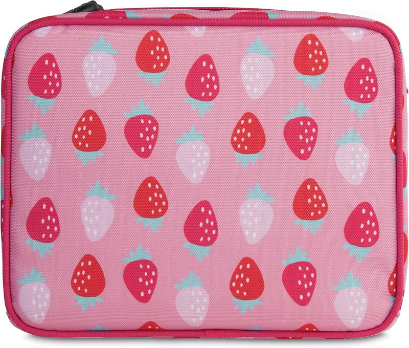 Pac-Kit Freezable Classic Lunch Box, Sweet Strawberry, Built with ECOFREEZE Technology, Collapsible, Reusable, Zip Closure With Zip Front Pocket and Buckle Handle, Designed for Fresh Lunch On the Go - Image 4