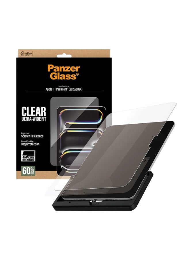 بانزرجلاس حماية شاشة بانزر جلاس مع أداة التركيب ايباد برو 11 انش 2024/2025 - شاشة كاملة شفاف - Image 1