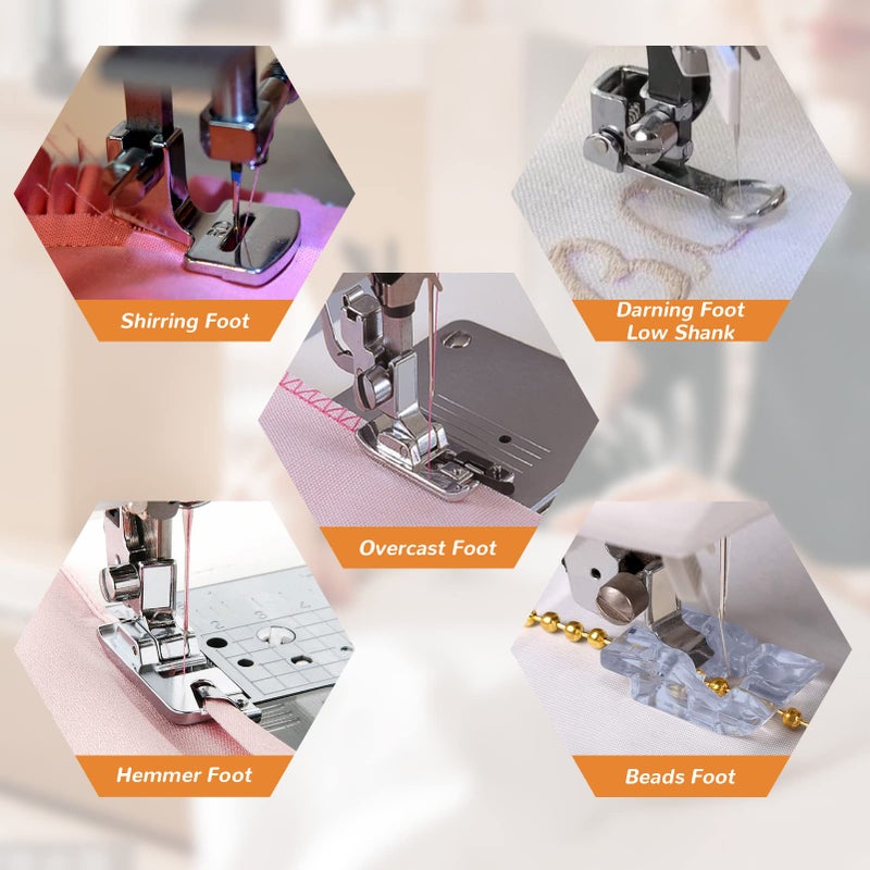 XBA Presser Foot Set 42Pcs, Sewing Machine Presser Feet Kit Accessories with Manual for Brother, Babylock, Singer, Elna, Toyota, New Home, Simplicity, Necchi, Kenmore Low Shank Machines - Image 3