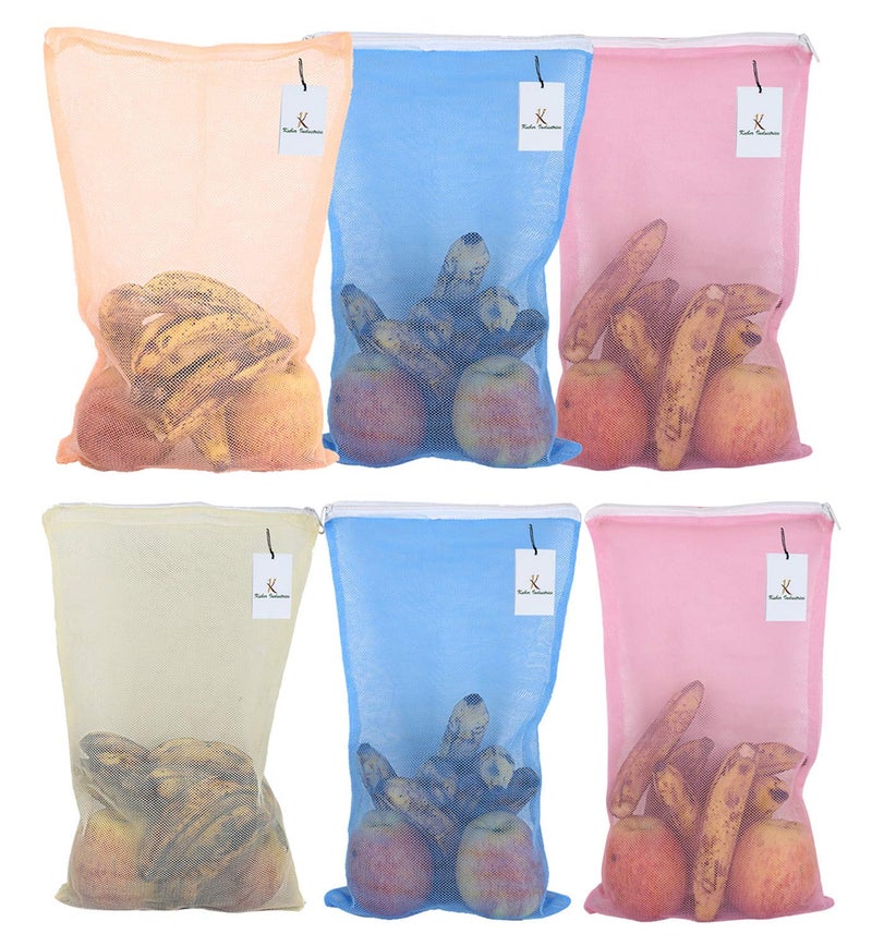 Kuber Industries 6 Pieces Reusable Mesh Fridge Storage Bags for Fruits and Vegetables (Multi)-KUBMART2839 - Image 2