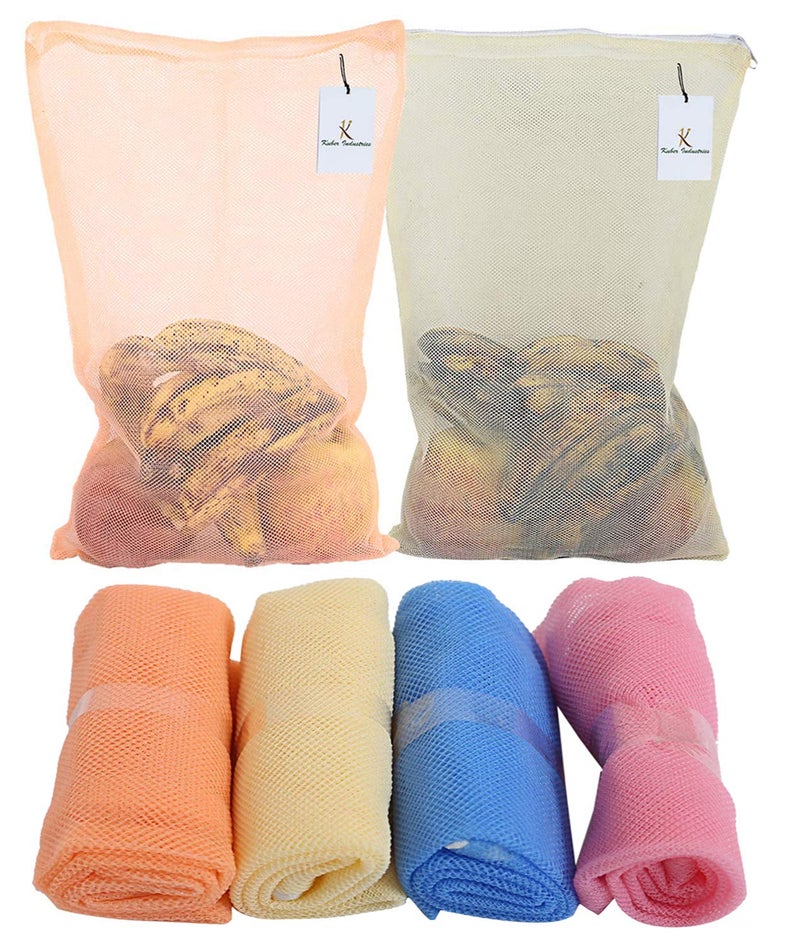 Kuber Industries 6 Pieces Reusable Mesh Fridge Storage Bags for Fruits and Vegetables (Multi)-KUBMART2839 - Image 1