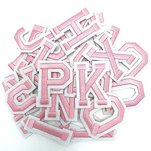 Jongdari Iron on Letters, 52 Pcs Alphabet Patches with Ironed Adhesive, Decorate Repair Patches for Shirts Jackets Hats Jeans Shoes Bags(Pink) - Image 5