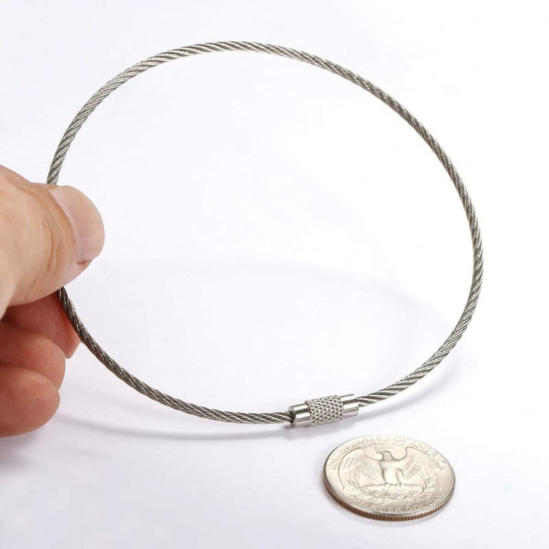 bayite BYT-WKC-054 10 Inch Stainless Steel Wire Keychains 2mm Cable Key Rings Heavy Duty Pack of 10 - Image 2
