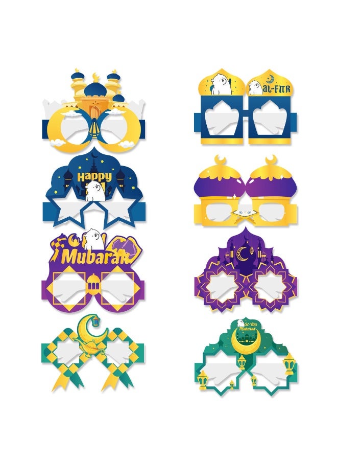 16-Piece Party Paper Glasses, Funny Paper Glasses, Mubarak Fancy Dress Props for Fun Stars Moon Themed Kids Party, Favors Mubarak Party Supplies, Mubarak Themed Party Decoration - Image 3