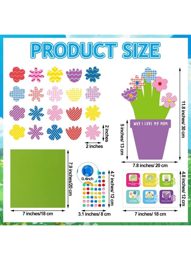 Geyee 16 Sets DIY Mother's Day Hand Crafts for Kids DIY Your Handprint Size Cutout Flower Pot Growing Kit Sticker Art Project Frames Flower Accessories for Mother's Day Gift Home School Classroom Activities - Image 2
