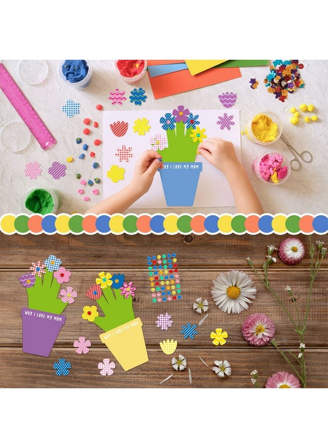 Geyee 16 Sets DIY Mother's Day Hand Crafts for Kids DIY Your Handprint Size Cutout Flower Pot Growing Kit Sticker Art Project Frames Flower Accessories for Mother's Day Gift Home School Classroom Activities - Image 3