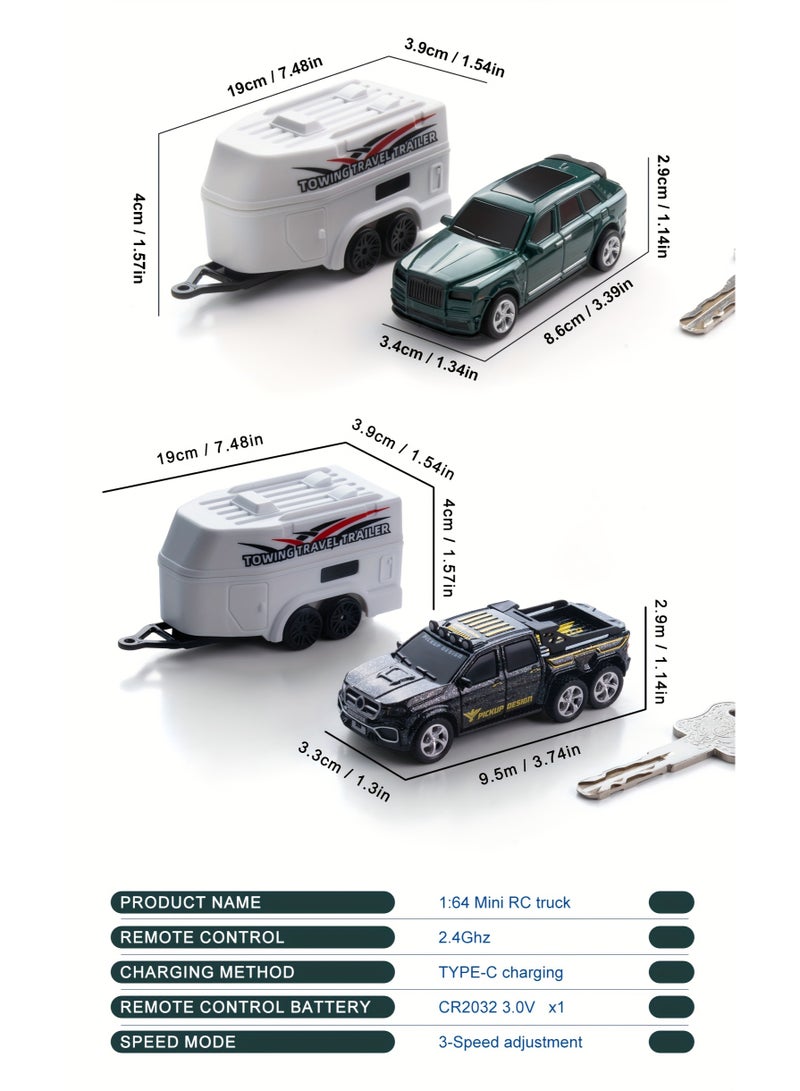 HOBB 1:64 Scale Off-Road Mini RC Car with Trailer | Compact Remote Control Vehicle - Image 2