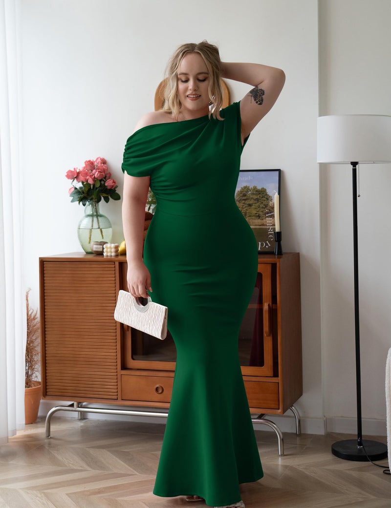 YMDUCH Women's Elegant Sleeveless Off Shoulder Bodycon Long Formal Party Evening Dress Green - Image 4