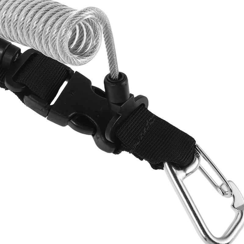 Scuba Diving Anti-lost Lanyard with Stainless Steel Safety Tether and Quick Release Buckle for Underwater Cameras and Dive Lights, Spring Coiled Strap for Scuba Gear in Silver Gray - Image 2