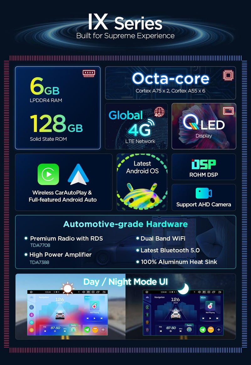 Xtrons ستيريو سيارة XTRONS لسيارات فولكس فاجن EOS جولف، أندرويد 14 ثماني النواة 6GB+128GB راديو سيارة، شاشة تعمل باللمس QLED IPS بحجم 9 بوصات نظام تحديد المواقع GPS للمركبة وحدة رأس بلوتوث مدمجة DSP كار بلاي أندرويد أوتو 4G LTE - Image 4