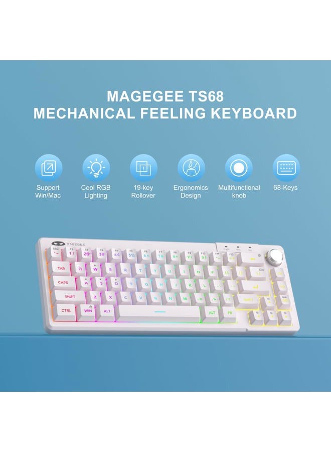 MageGee Mini 60% Gaming Keyboard, RGB Backlit 66 Key Ultra-Compact Keyboard, TS68 Ergonomic Waterproof Mechanical Feeling Office Computer Keyboards for PC, MAC, PS4, Xbox ONE Gamer - Image 2