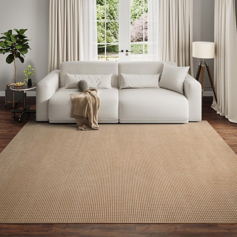 YDKGL Boho Washable Area Rugs 6x9 ft, Non Slip Area Rug for Living Room, Braided Office Rugs Bedroom Rug Woven Washable Indoor Floor Carpets for Office Dining Bedroom Living Room, Easy to Clean, Brown - Image 1