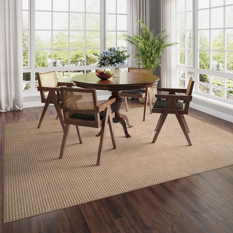 YDKGL Boho Washable Area Rugs 6x9 ft, Non Slip Area Rug for Living Room, Braided Office Rugs Bedroom Rug Woven Washable Indoor Floor Carpets for Office Dining Bedroom Living Room, Easy to Clean, Brown - Image 2
