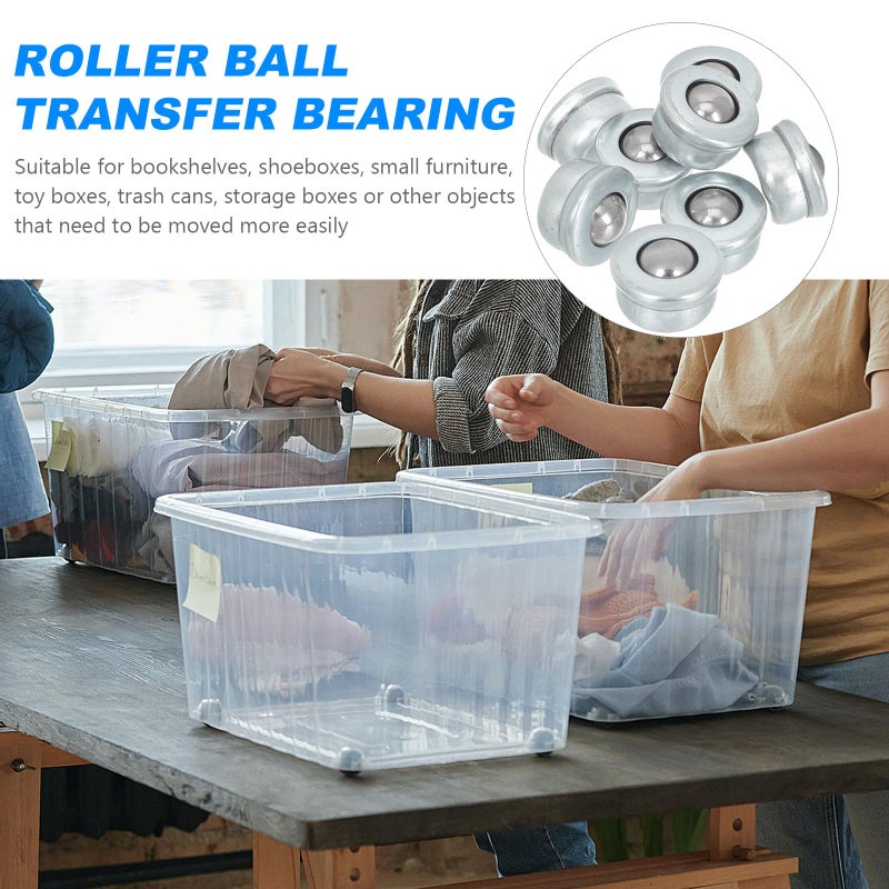 8Pcs Carbon Steel Ball Transfer Casters Furniture Replacement Wheels For Storage Boxes - Image 4