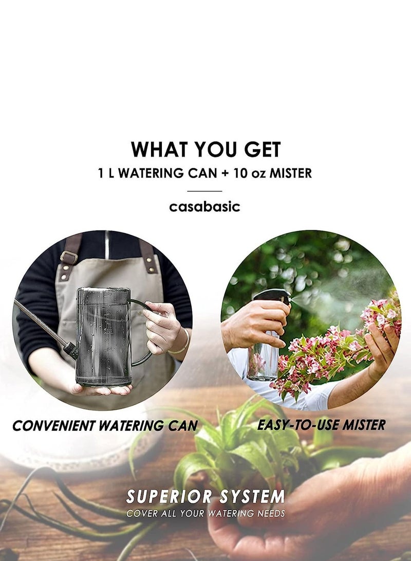 Generic Watering Can Indoor, Small Watering Cans for House Plants, Succulents and Flowers, Long Spout, 1 Liter, with Bonus Plant Mister Spray Bottle - Image 4