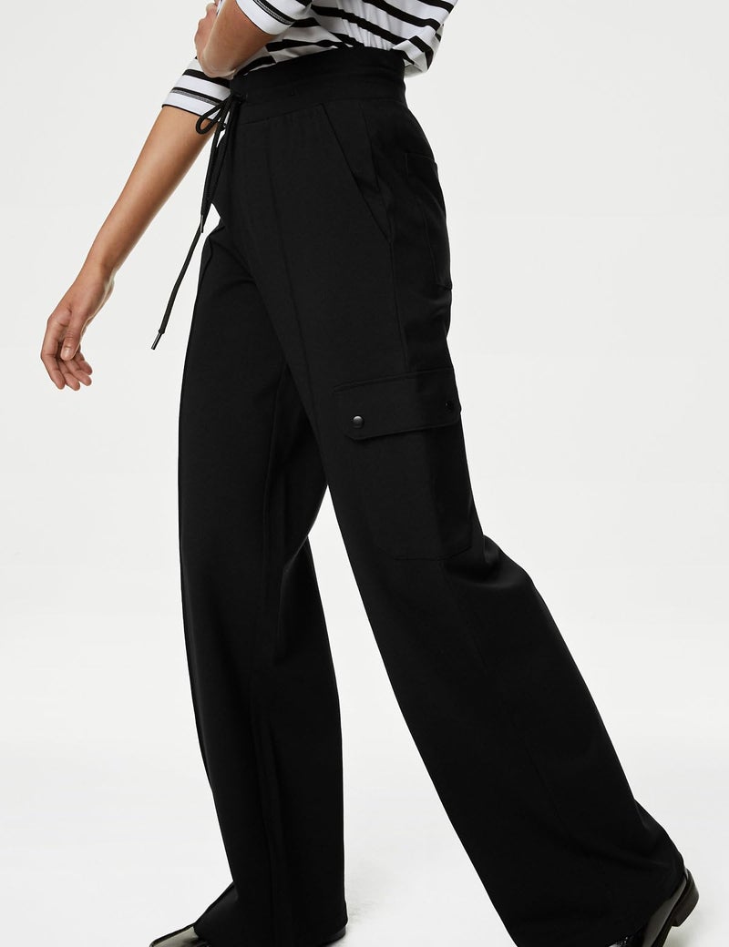Marks & Spencer Ponte Utility Wide Leg Trousers Black - Image 5