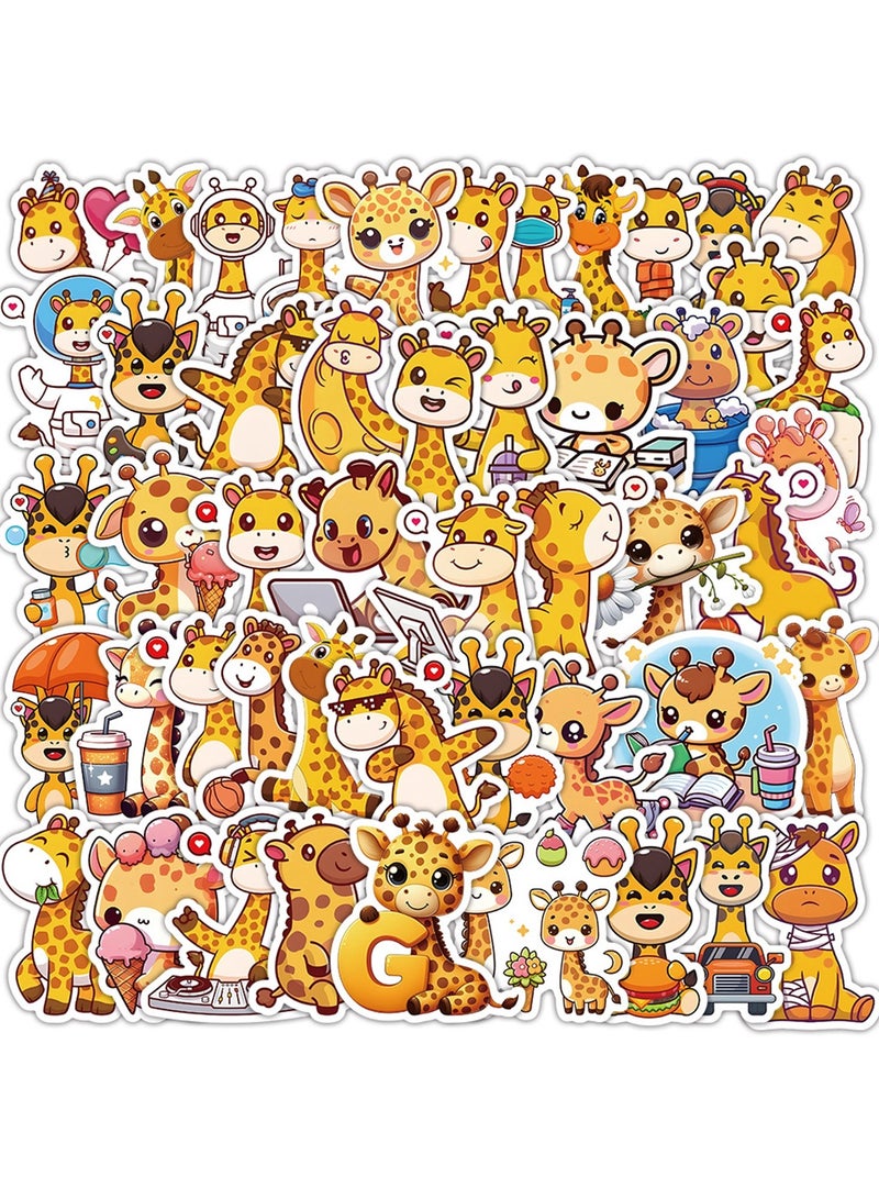 50pcs Cute Giraffe Stickers Waterproof Vinyl Cartoon Animal Decal Children and Adolescents Water Bottle Laptop Skateboard Guitar Luggage Diary Scrapbook Bicycle Bumper Mobile Phone - Image 1