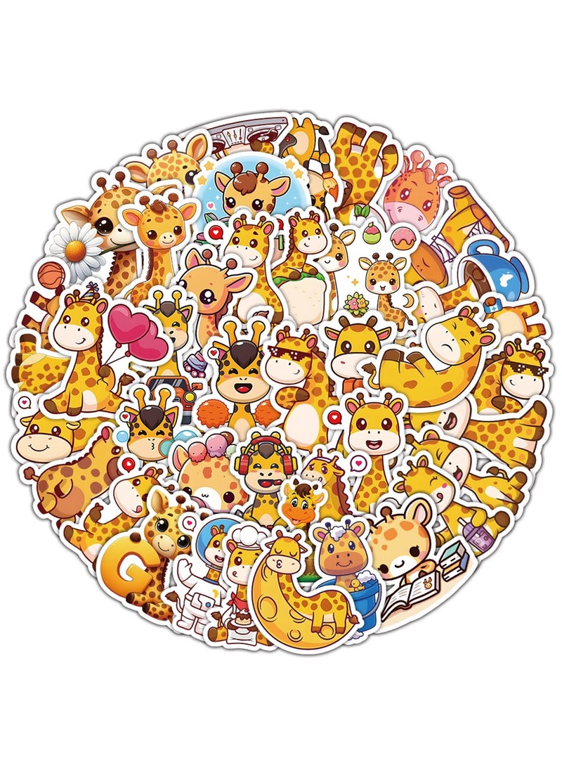 50pcs Cute Giraffe Stickers Waterproof Vinyl Cartoon Animal Decal Children and Adolescents Water Bottle Laptop Skateboard Guitar Luggage Diary Scrapbook Bicycle Bumper Mobile Phone - Image 2
