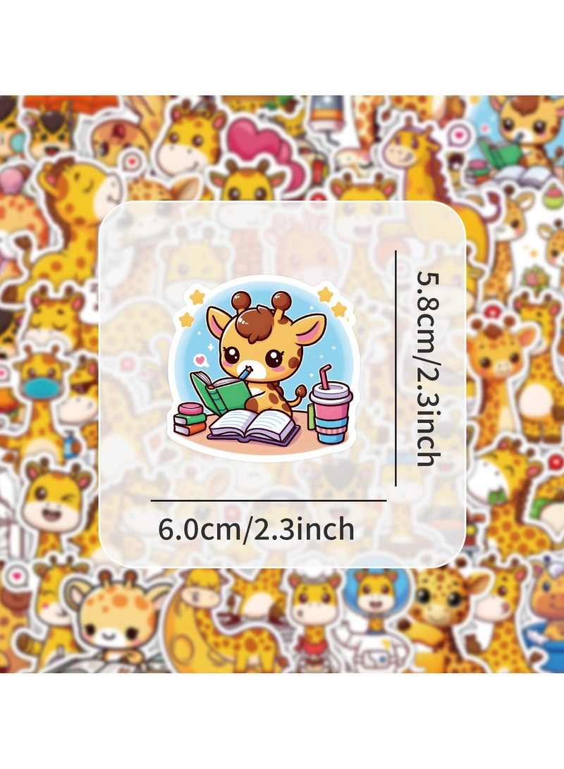 50pcs Cute Giraffe Stickers Waterproof Vinyl Cartoon Animal Decal Children and Adolescents Water Bottle Laptop Skateboard Guitar Luggage Diary Scrapbook Bicycle Bumper Mobile Phone - Image 4