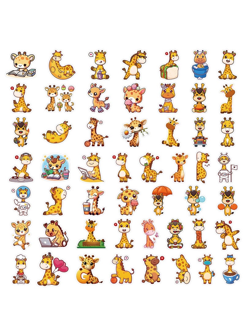 50pcs Cute Giraffe Stickers Waterproof Vinyl Cartoon Animal Decal Children and Adolescents Water Bottle Laptop Skateboard Guitar Luggage Diary Scrapbook Bicycle Bumper Mobile Phone - Image 5