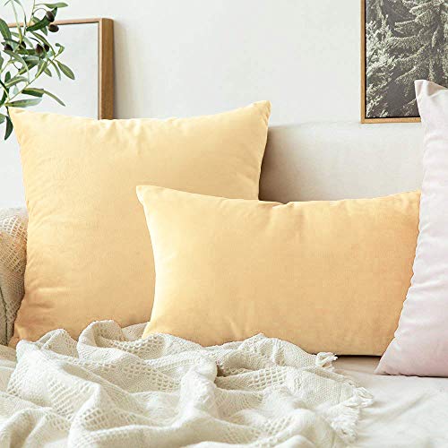 Khooti Fabric Velvet Cushion Cover, | 26x26 Inch, Wheat - Pack of 2 | Solid Plain Soft & Smooth, Decorative Cushion Covers for Living Room, Bedroom, Couches, Chairs, Sofas, Beds & Home Decor - Image 3