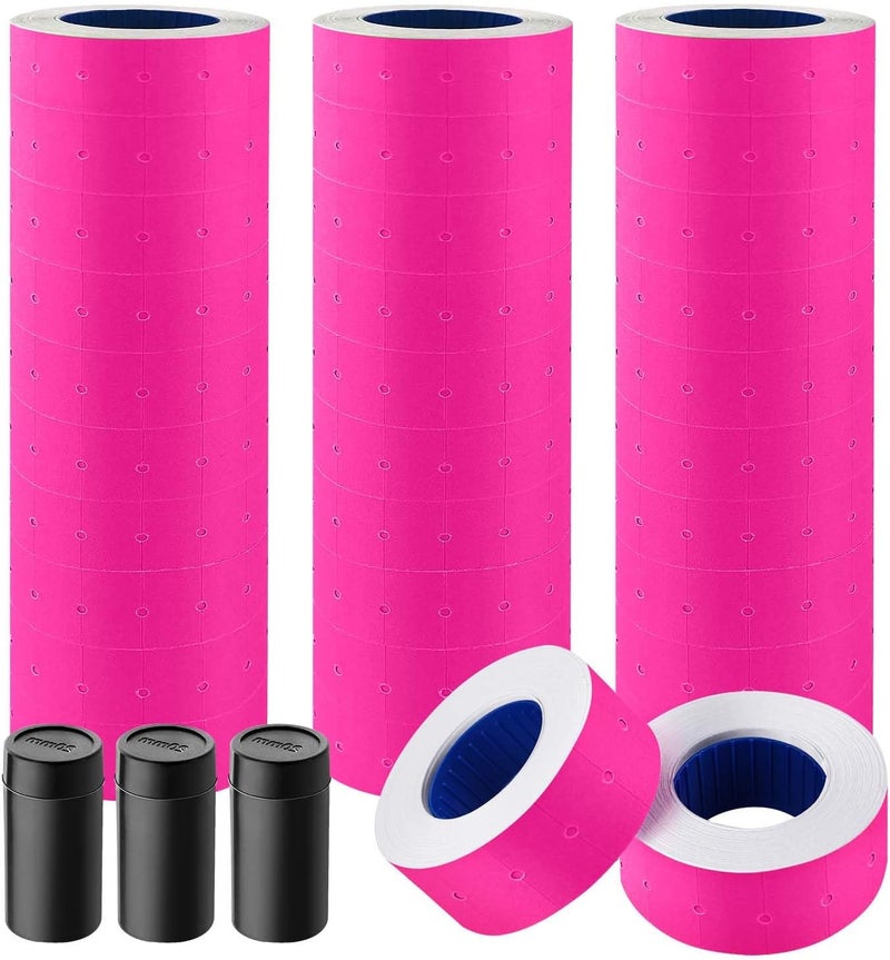 KPX 30 Rolls 15000pcs White Price Gun Labels for Mx-5500 Labeller White Pricemarker Stickers Plus 3 Piece Refill Ink Rolls (Rose) - Image 1