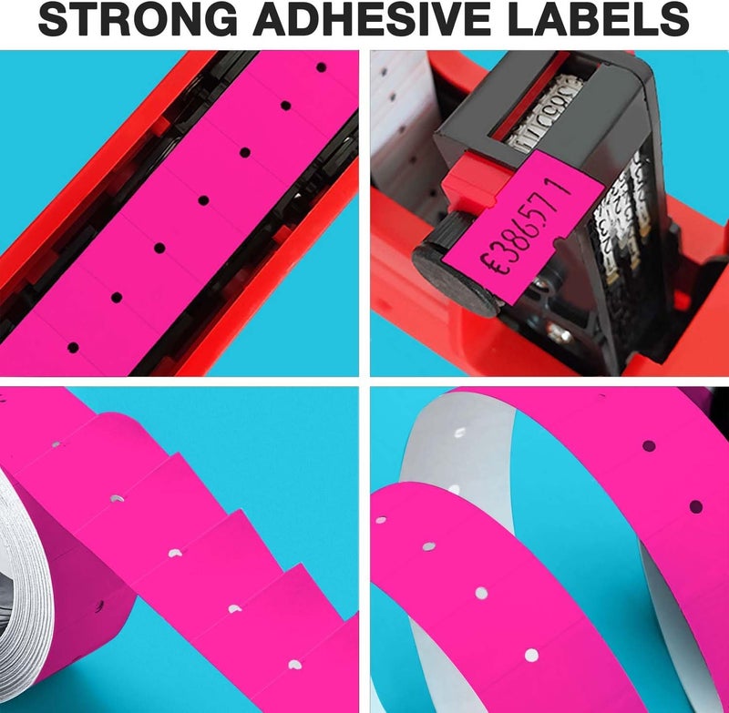 KPX 30 Rolls 15000pcs White Price Gun Labels for Mx-5500 Labeller White Pricemarker Stickers Plus 3 Piece Refill Ink Rolls (Rose) - Image 5
