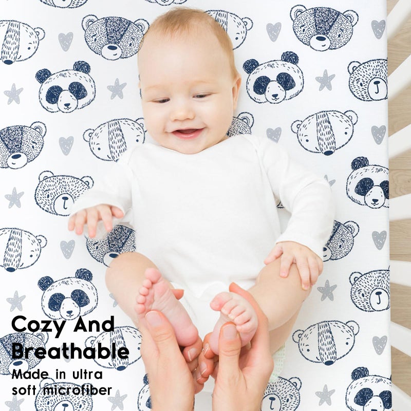Yoofoss Baby Crib Sheets for Boys Girls, Fitted Crib Sheet 2 Pack for Standard Crib and Toddler Mattress, Super Soft Microfiber Baby Sheet 28x52x8in(Panda) - Image 4