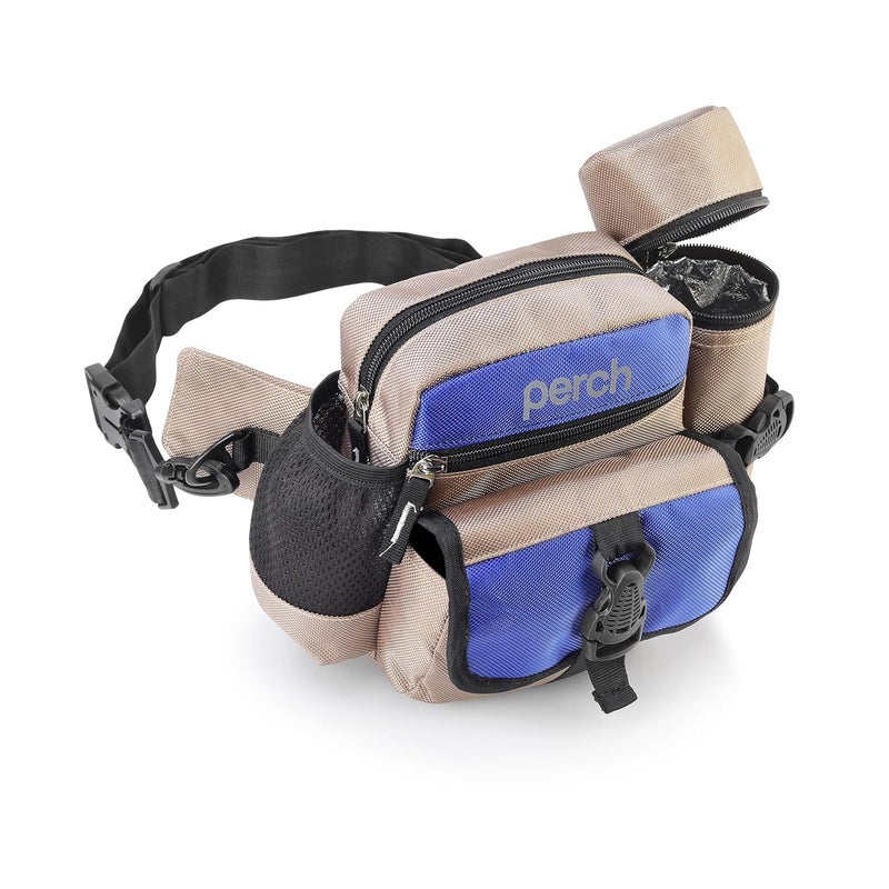 perch Waist Bag with Insulated (Hot and Cold) Detachable Bottle Holder-Multi-Utility Travel Sling Bag for Men - Perfect for Hiking, Trekking, and Camping -Water Resistant (Sand Brown with Blue) - Image 1