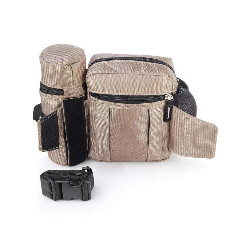 perch Waist Bag with Insulated (Hot and Cold) Detachable Bottle Holder-Multi-Utility Travel Sling Bag for Men - Perfect for Hiking, Trekking, and Camping -Water Resistant (Sand Brown with Blue) - Image 2