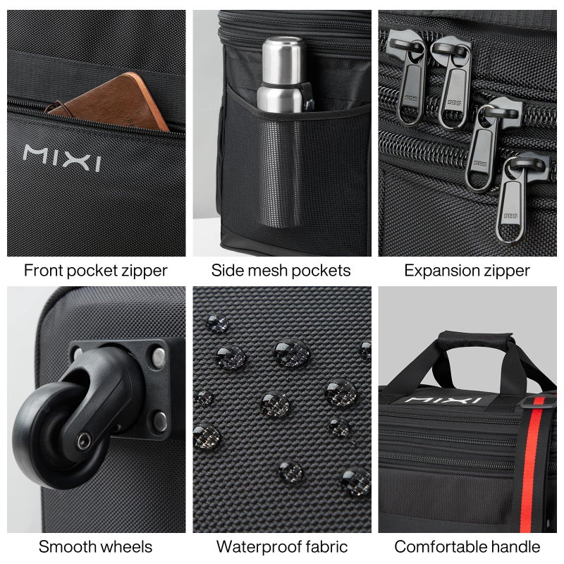 mixi Travel Bag with Wheels Expandable Foldable Luggage Bag Collapsible Rolling Travel Bag Duffel Bag Large Capacity Suitcase for Men Women, Black - Image 5