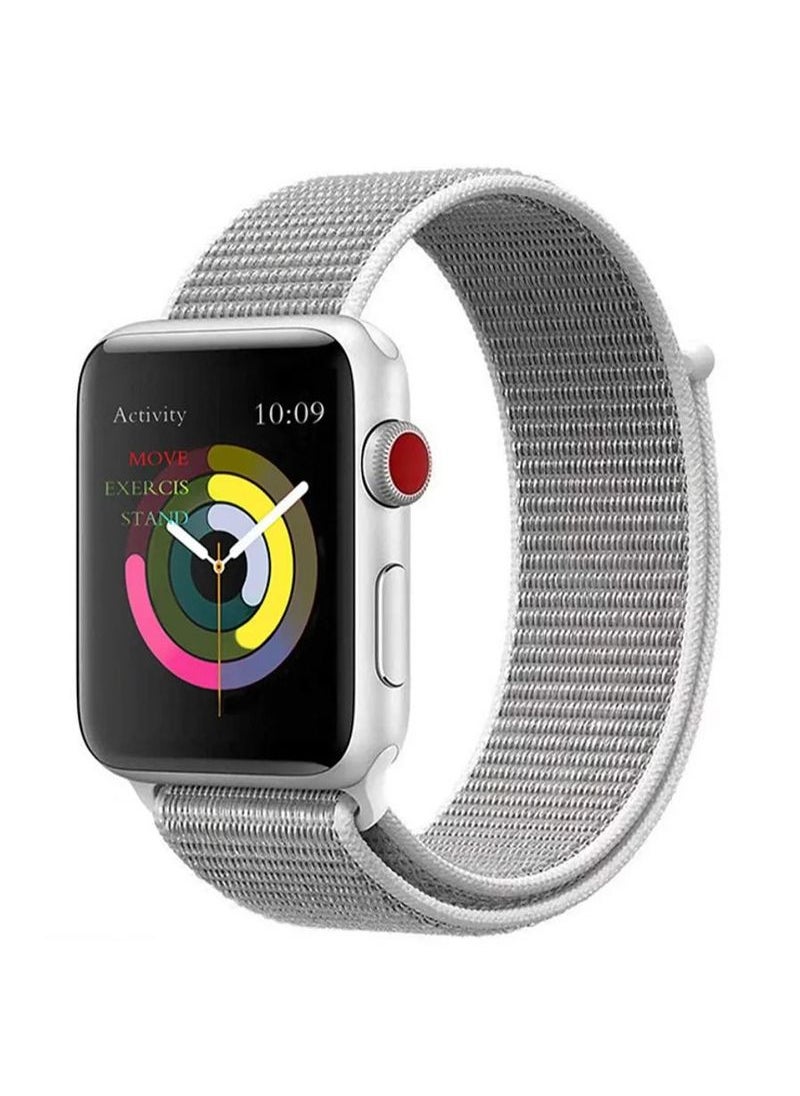TWEGGON - Apple Watch Band/Strap Compatible With 46mm/45mm/44mm/49mm Nylon Strap for Apple watch All Series Silver - Image 1