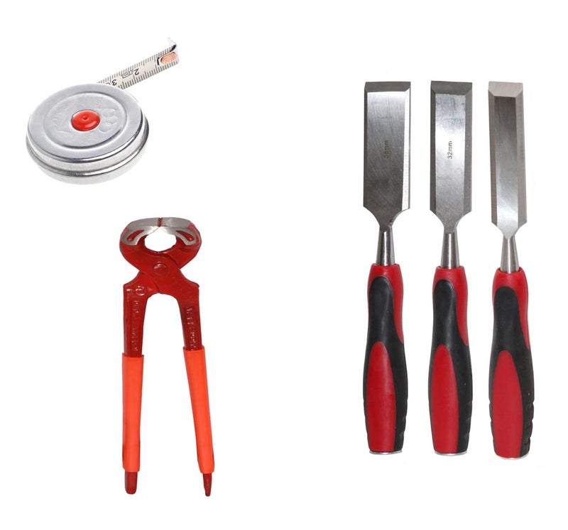 Digital Craft Digital Craft Hand Tools Kit For Home Use Chisel Kit for Woodworking Carving Size 25mm 32mm 38mm2Mtr Tape8 Pincer Plier  - Image 1