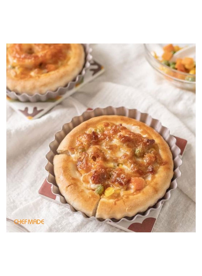 chefmade - Round Tart Pan Non Stick 4 Inch 4Pcs Quiche Pan - Image 1