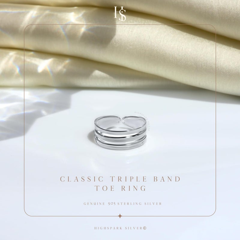 HighSpark Silver Toe Ring/Band Ring for Women | 92.5 Sterling Silver Adjustable Toe Rings | 1 Piece Only | Minimal & Elegant Designs - Image 3