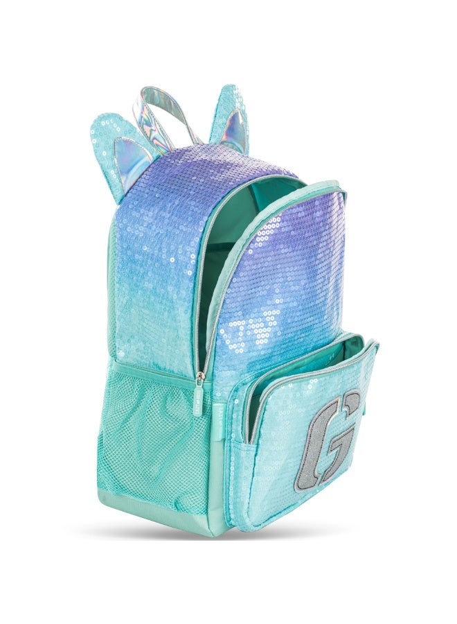 Eazy Kids 17" Set of 3 Backpack w/ Lunch Bag and Pencil Case - Girl Glitter Green - Image 3