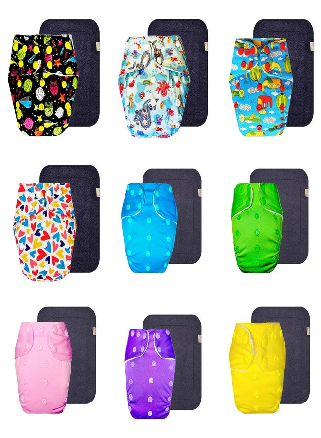 Dumbledo Premium Cloth Diaper with Black Insert (Pack of 9) | Soft & Gentle | Leakproof | Travel Friendly | All-Day Wear | 3 Months - 3 Years | Unisex Baby - Image 1