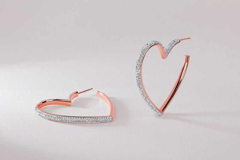 MILLA Heart Hoop Earrings - Silver & Gold Heart Earrings For Women, Ideal Gifts for Girlfriend or Cute Valentines Day Gifts For Her (Rose Gold Plated) - Image 5
