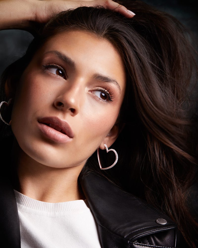 MILLA Heart Hoop Earrings - Silver & Gold Heart Earrings For Women, Ideal Gifts for Girlfriend or Cute Valentines Day Gifts For Her (Rose Gold Plated) - Image 2