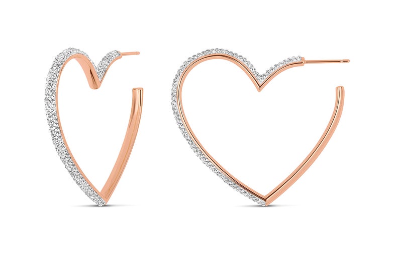 MILLA Heart Hoop Earrings - Silver & Gold Heart Earrings For Women, Ideal Gifts for Girlfriend or Cute Valentines Day Gifts For Her (Rose Gold Plated) - Image 1