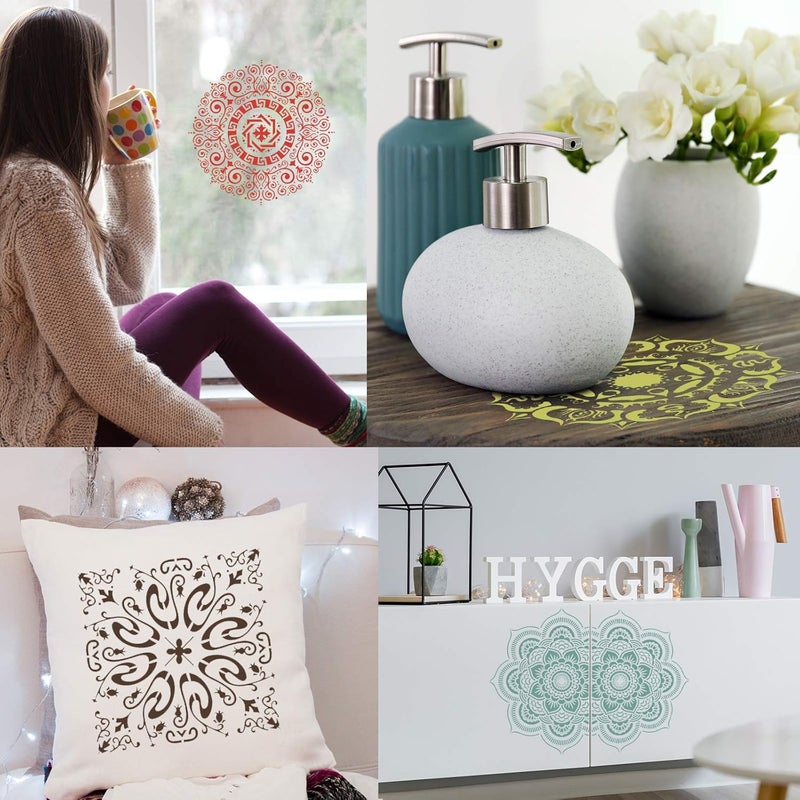 Zonon 12 Pieces Large Mandala Stencil Reusable Stencil Laser Cut Painting Template For Wall Tile Floor Fabric Furniture Painting|12 Styles|3 Sizes - Image 5
