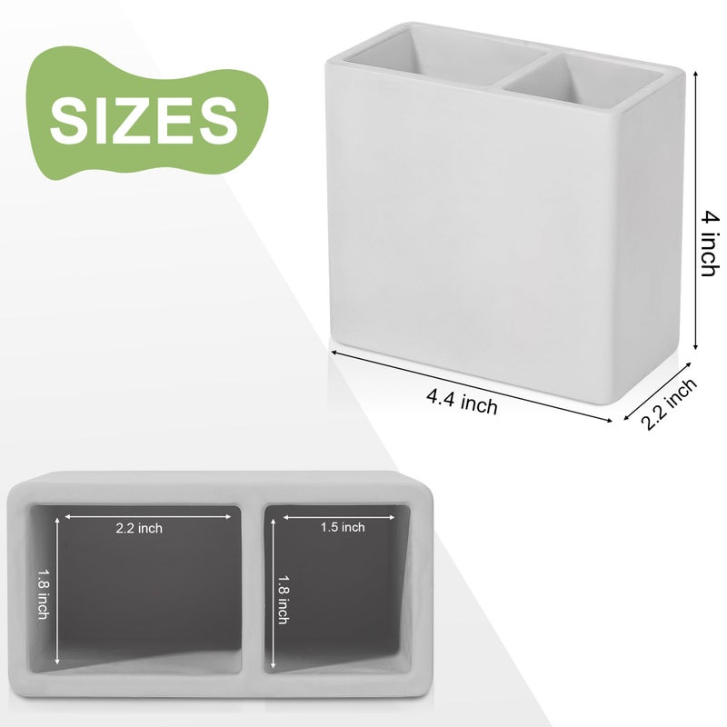 Heagoale Diatomite Toothbrush Holder 2 Slots Tooth Brush Holder for Bathroom, Kids Electric Toothbrush and Toothpaste Organizer for Countertop, Shower, Vanity, Light Grey - Image 5
