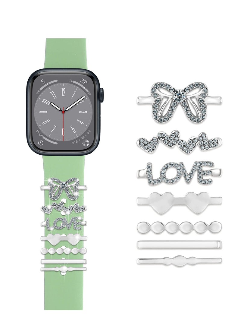 SYOSI Watch Band Charms Compatible with Smart iWatch Band,  Silicone Bands Charms for 45mm 44mm 42mm 41mm 40mm 38mm Watch Band,  Smart Watch Decorative Ring 7pcs (No Band) - Image 1